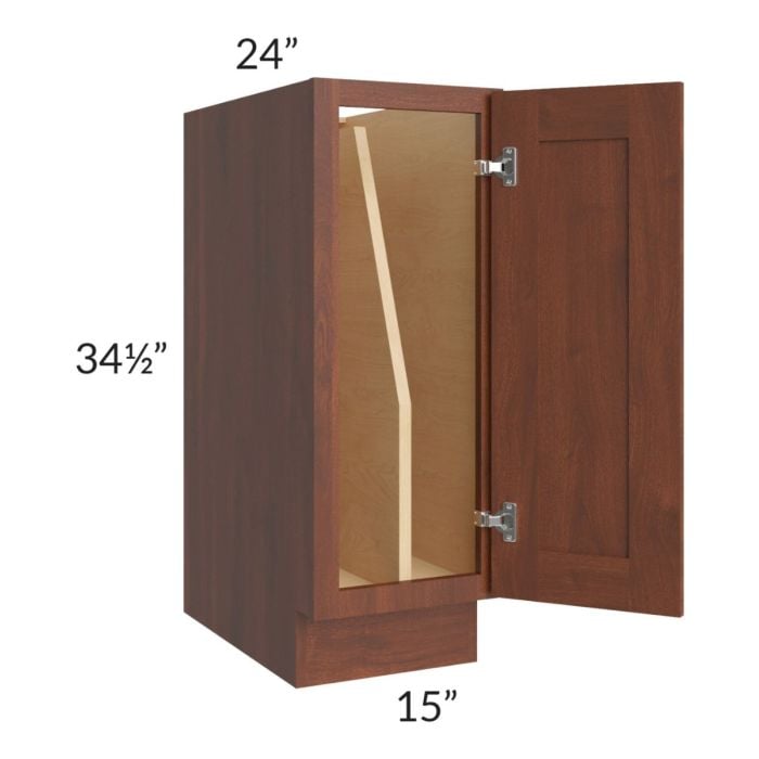 RTA Cambridge Saddle Glaze 15" Full Height Door Tray Divider Base Cabinet with 1 Decorative End Panel