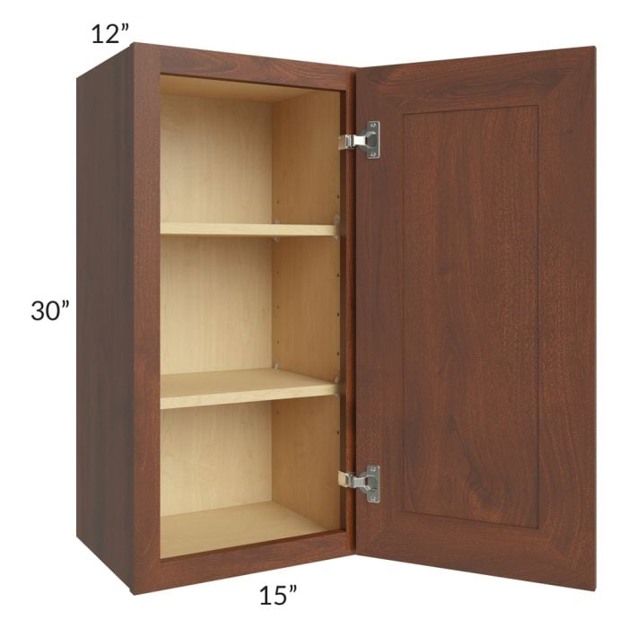 RTA Cambridge Saddle Glaze 15" x 30" Wall Cabinet with 1 Decorative End Panel