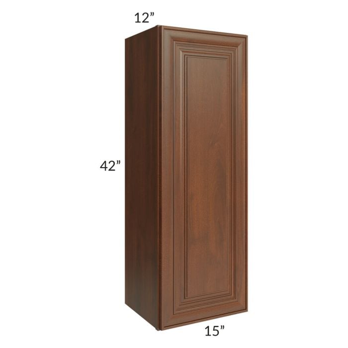 RTA Cambridge Saddle Glaze 15" x 42" Wall Cabinet with 1 Decorative End Panel