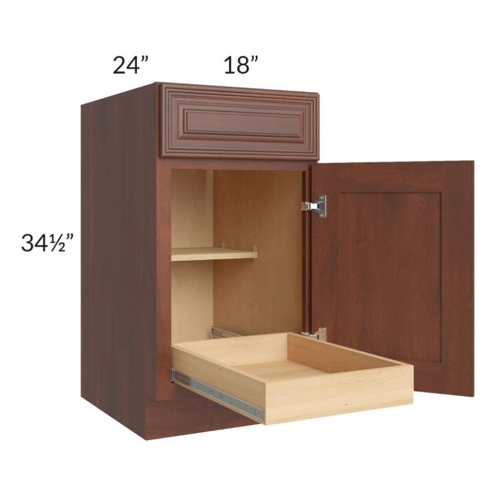 RTA Cambridge Saddle Glaze 18" Base Cabinet with 1 Rollout Tray