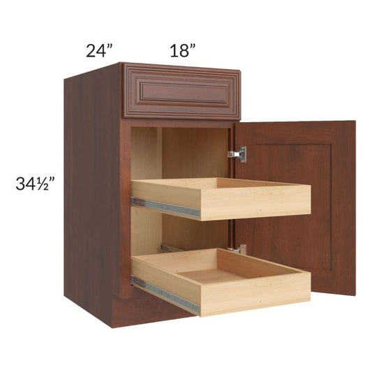 RTA Cambridge Saddle Glaze 18" Base Cabinet with 2 Rollout Trays and 2 Decorative End Panels