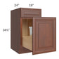 RTA Cambridge Saddle Glaze 18" Base Cabinet with Double Trashcan Pullout and 1 Decorative End Panel