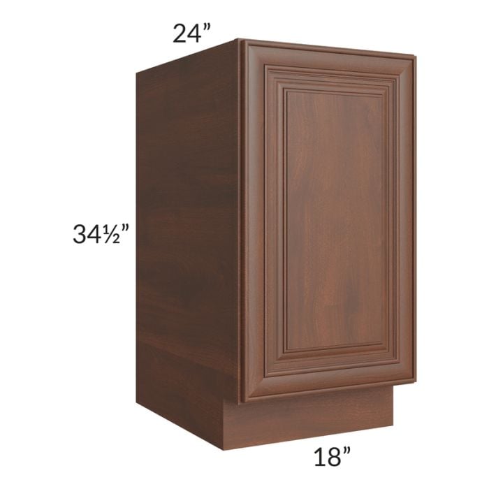 RTA Cambridge Saddle Glaze 18" Full Height Door Base Cabinet with 1 Decorative End Panel and 2 Roll Out Trays