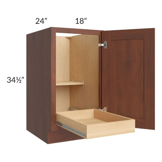 RTA Cambridge Saddle Glaze 18" Full Height Door Base Cabinet with 1 Rollout Tray and 2 Decorative End Panels