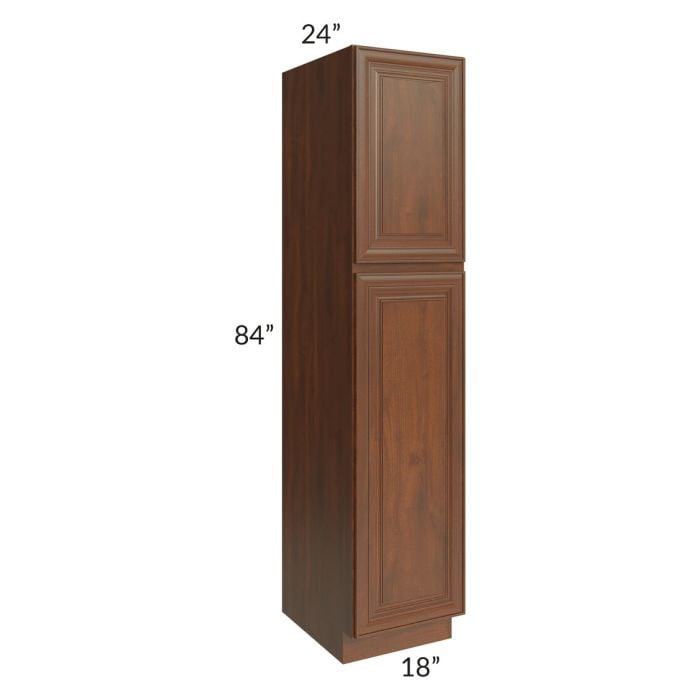 RTA Cambridge Saddle Glaze 18" x 84" x 24" Wall Pantry Cabinet with 2 Decorative End Panels