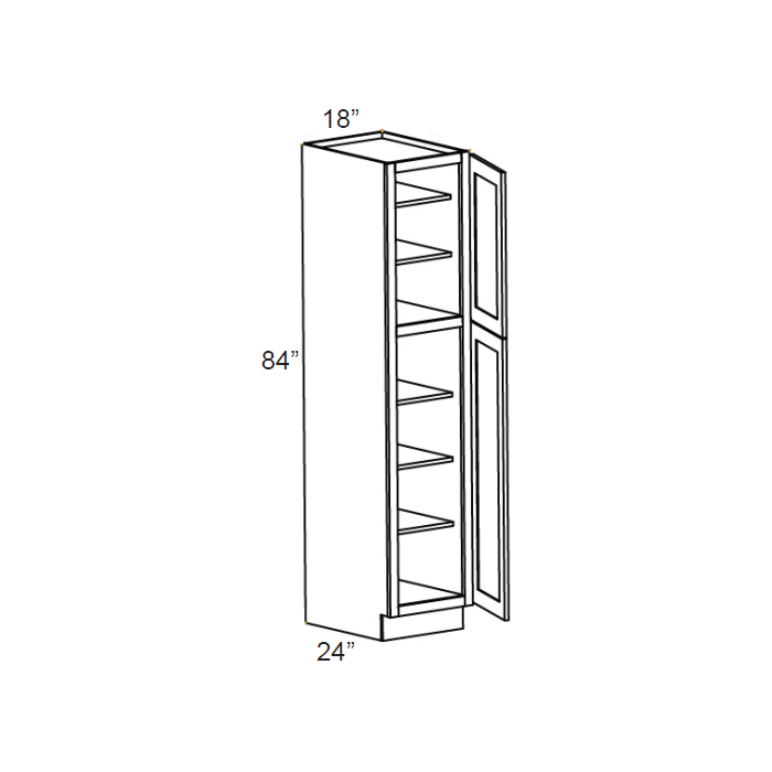 RTA Cambridge Saddle Glaze 18" x 84" x 24" Wall Pantry Cabinet with 2 Decorative End Panels
