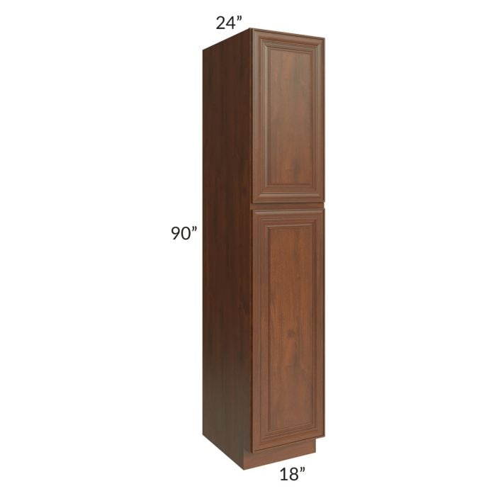 RTA Cambridge Saddle Glaze 18" x 90" x 24" Wall Pantry Cabinet with 2 Roll Out Trays