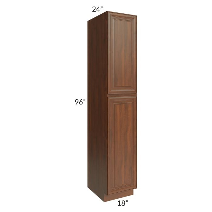 RTA Cambridge Saddle Glaze 18" x 96" x 24" Wall Pantry Cabinet with 2 Decorative End Panels and 1 Roll Out Tray