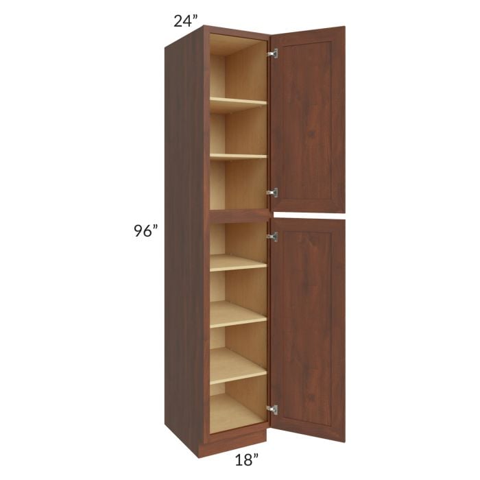 RTA Cambridge Saddle Glaze 18" x 96" x 24" Wall Pantry Cabinet with 3 Roll Out Trays