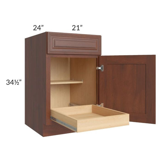 RTA Cambridge Saddle Glaze 21" Base Cabinet with 1 Rollout Tray with 2 Decorative End Panels