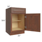 RTA Cambridge Saddle Glaze 21" Base Cabinet with 2 Decorative End Panels and 1 Roll Out Tray