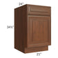 RTA Cambridge Saddle Glaze 21" Base Cabinet with 2 Roll Out Trays