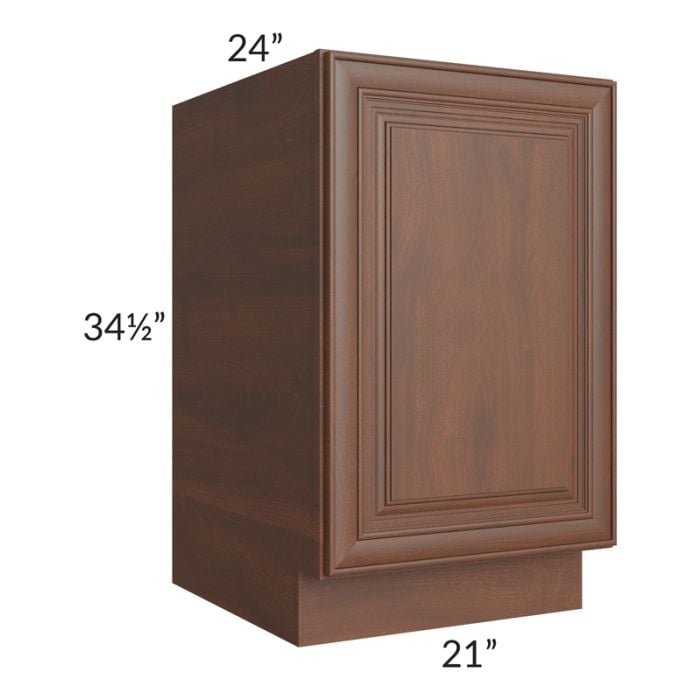 RTA Cambridge Saddle Glaze 21" Full Height Door Base Cabinet with 2 Roll Out Trays