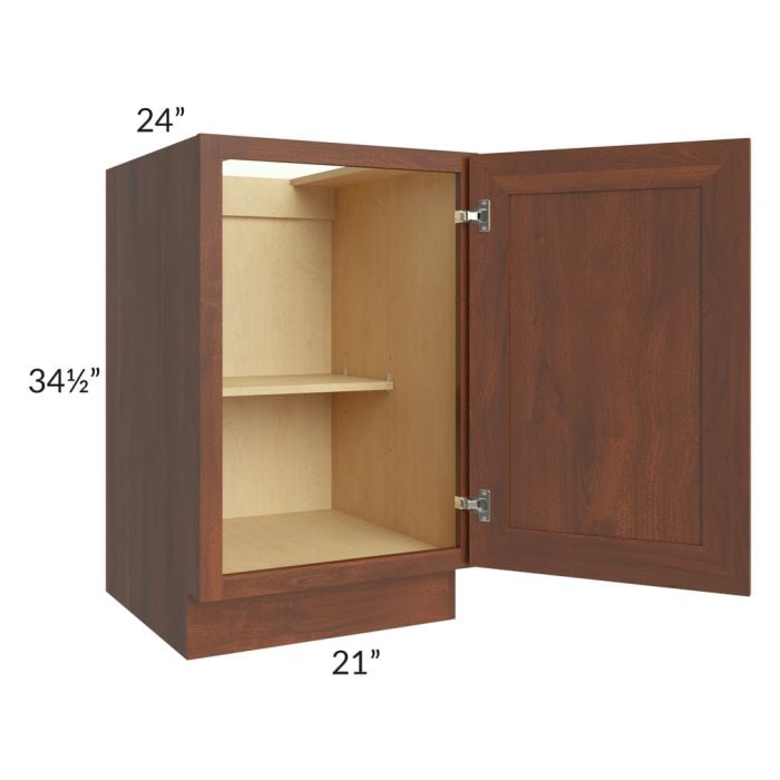 RTA Cambridge Saddle Glaze 21" Full Height Door Base Cabinet with 2 Roll Out Trays