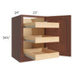 RTA Cambridge Saddle Glaze 21" Full Height Door Base Cabinet with 3 Rollout Trays and 2 Decorative End Panels
