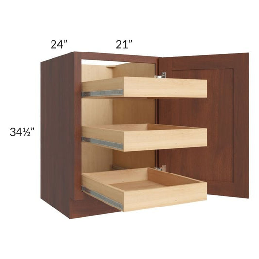 RTA Cambridge Saddle Glaze 21" Full Height Door Base Cabinet with 3 Rollout Trays
