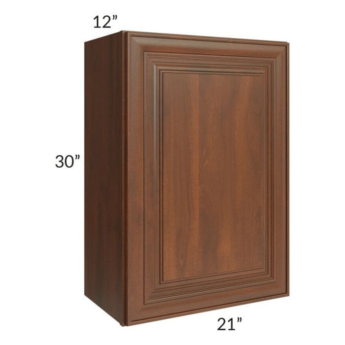 RTA Cambridge Saddle Glaze 21" x 30" Wall Cabinet with 1 Decorative End Panel