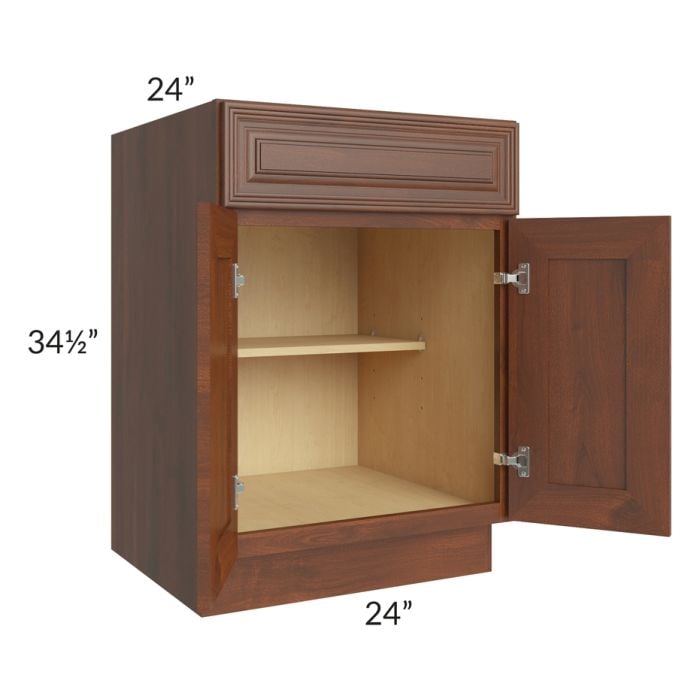 RTA Cambridge Saddle Glaze 24" Base Cabinet with 1 Decorative End Panel and 1 Roll Out Tray