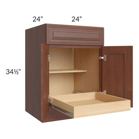 RTA Cambridge Saddle Glaze 24" Base Cabinet with 1 Rollout Tray and 1 Decorative End Panel