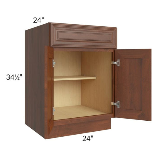 RTA Cambridge Saddle Glaze 24" Base Cabinet with 2 Decorative End Panels and 1 Roll Out Tray