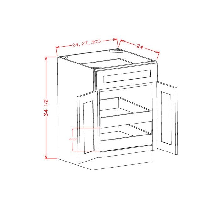 RTA Cambridge Saddle Glaze 24" Base Cabinet with 2 Rollout Trays