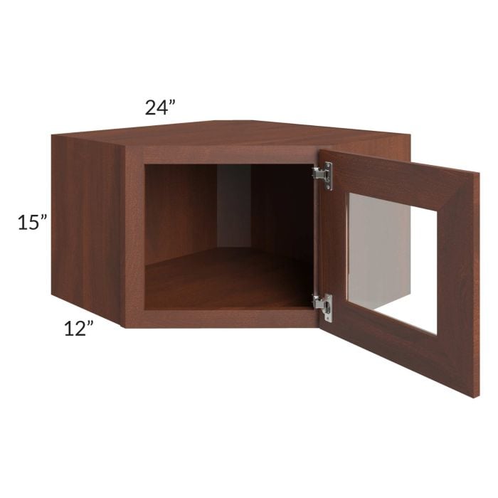 RTA Cambridge Saddle Glaze 24" x 15" Decorative Wall Diagonal Corner Cabinet with 2 Decorative End Panels