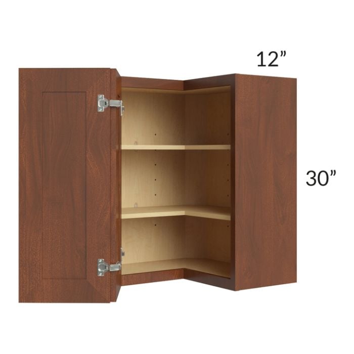 RTA Cambridge Saddle Glaze 24" x 30" Easy Reach Corner Wall Cabinet with 1 Decorative End Panel