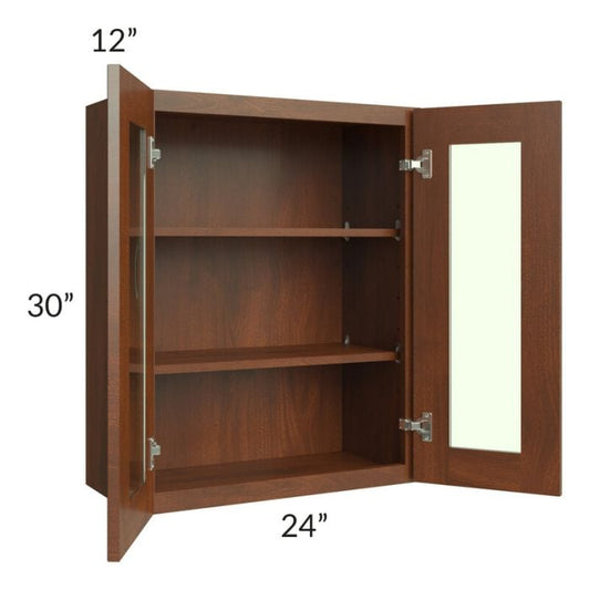RTA Cambridge Saddle Glaze 24" x 30" Wall Glass Door Cabinet (Prepped for Glass Doors) with 1 Decorative End Panel