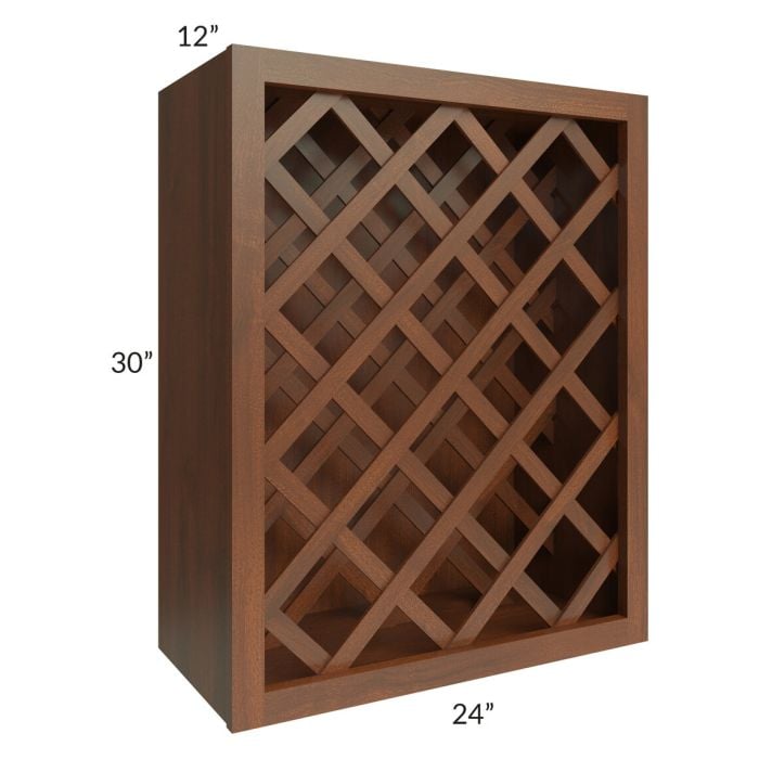 RTA Cambridge Saddle Glaze 24" x 30" Wine Rack Cabinet with 2 Decorative End Panels