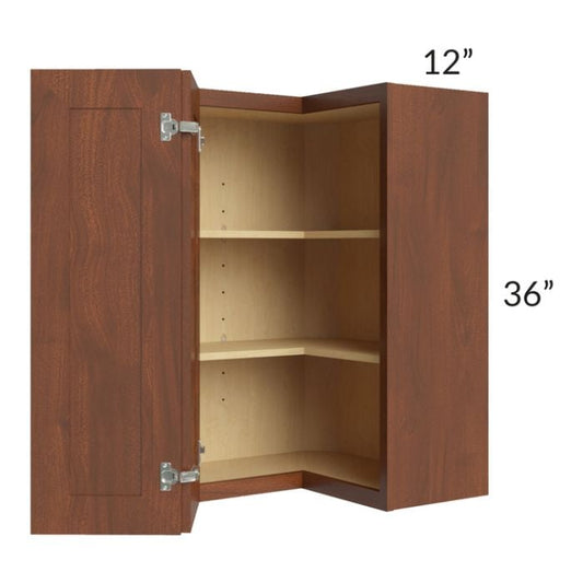 RTA Cambridge Saddle Glaze 24" x 36" Easy Reach Corner Wall Cabinet with 1 Decorative End Panel