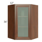 RTA Cambridge Saddle Glaze 24" x 36" Wall Diagonal Corner Cabinet (Prepped for Glass Doors)