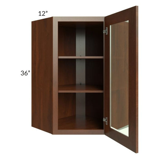 RTA Cambridge Saddle Glaze 24" x 36" Wall Diagonal Corner Cabinet (Prepped for Glass Doors)