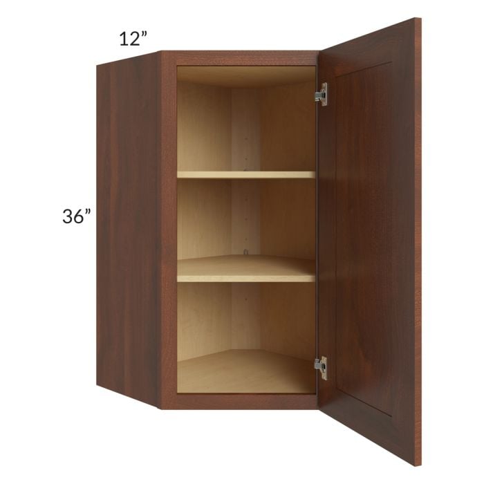 RTA Cambridge Saddle Glaze 24" x 36" Wall Diagonal Corner Cabinet with 1 Decorative End Panel