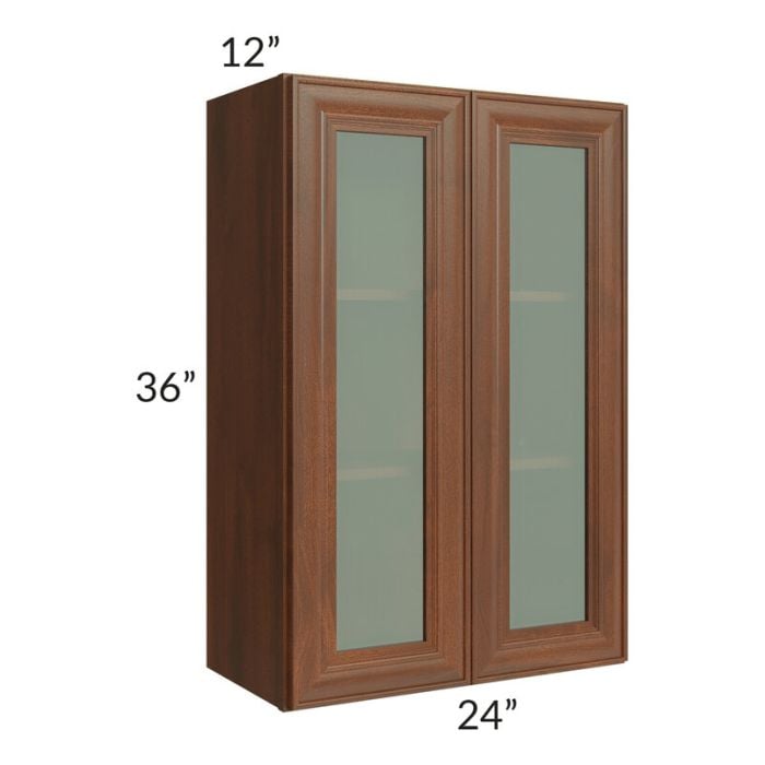 RTA Cambridge Saddle Glaze 24" x 36" Wall Glass Door Cabinet (Prepped for Glass Doors) with 1 Decorative End Panel