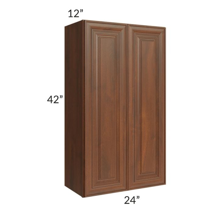 RTA Cambridge Saddle Glaze 24" x 42" Wall Cabinet with 1 Decorative End Panel