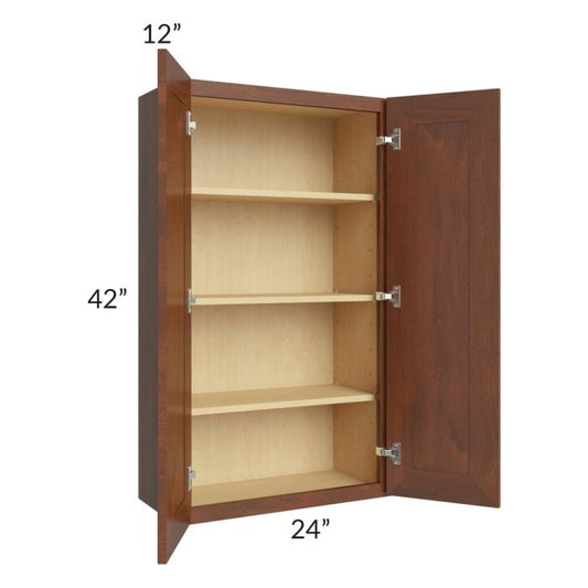 RTA Cambridge Saddle Glaze 24" x 42" Wall Cabinet with 1 Decorative End Panel