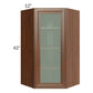 RTA Cambridge Saddle Glaze 24" x 42" Wall Diagonal Corner Cabinet (Prepped for Glass Doors) with 2 Decorative End Panels