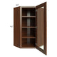 RTA Cambridge Saddle Glaze 24" x 42" Wall Diagonal Corner Cabinet (Prepped for Glass Doors) with 2 Decorative End Panels