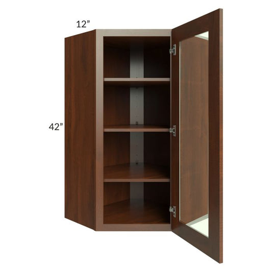 RTA Cambridge Saddle Glaze 24" x 42" Wall Diagonal Corner Cabinet (Prepped for Glass Doors)