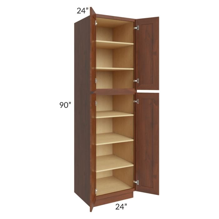 RTA Cambridge Saddle Glaze 24" x 90" x 24" Wall Pantry Cabinet with 1 Roll Out Tray