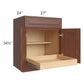RTA Cambridge Saddle Glaze 27" Base Cabinet with 1 Rollout Tray and 2 Decorative End Panels