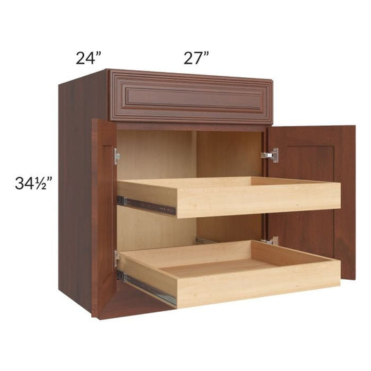 RTA Cambridge Saddle Glaze 27" Base Cabinet with 2 Rollout Trays