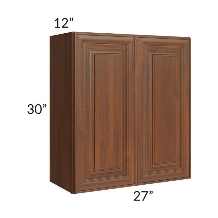 RTA Cambridge Saddle Glaze 27" x 30 " Wall Cabinet with 1 Decorative End Panel
