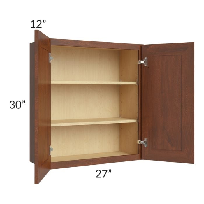 RTA Cambridge Saddle Glaze 27" x 30 " Wall Cabinet with 1 Decorative End Panel