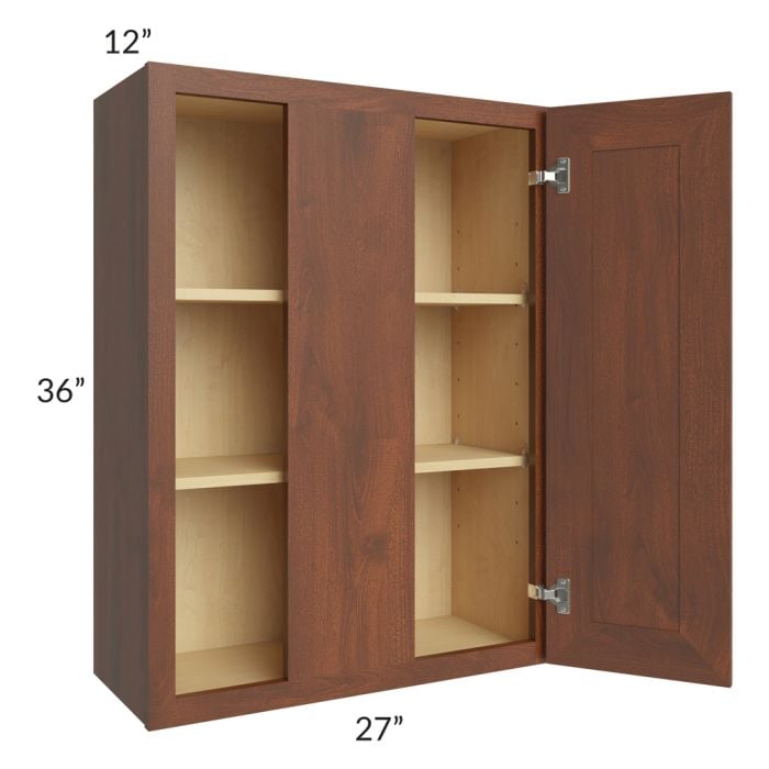 RTA Cambridge Saddle Glaze 27" x 36" Blind Corner Wall Cabinet with 1 Decorative End Panel
