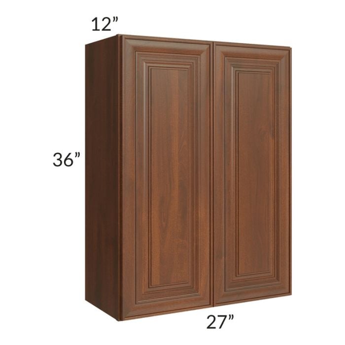 RTA Cambridge Saddle Glaze 27" x 36" Wall Cabinet with 1 Decorative End Panel