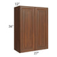RTA Cambridge Saddle Glaze 27" x 36" Wall Cabinet with 2 Decorative End Panels
