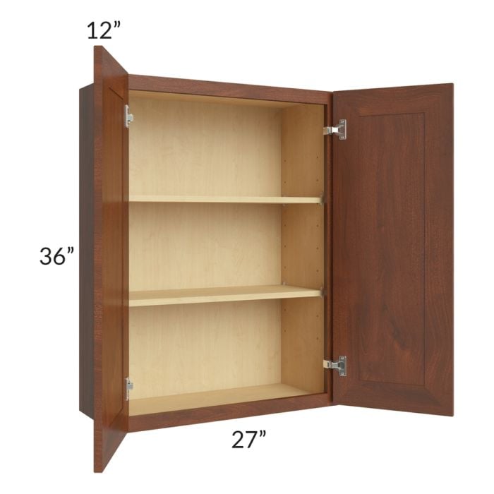 RTA Cambridge Saddle Glaze 27" x 36" Wall Cabinet with 2 Decorative End Panels