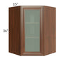 RTA Cambridge Saddle Glaze 27" x 36" Wall Diagonal Corner Cabinet (Prepped for Glass Doors)