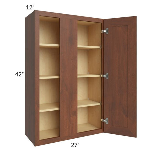 RTA Cambridge Saddle Glaze 27" x 42" Blind Corner Wall Cabinet with 1 Decorative End Panel